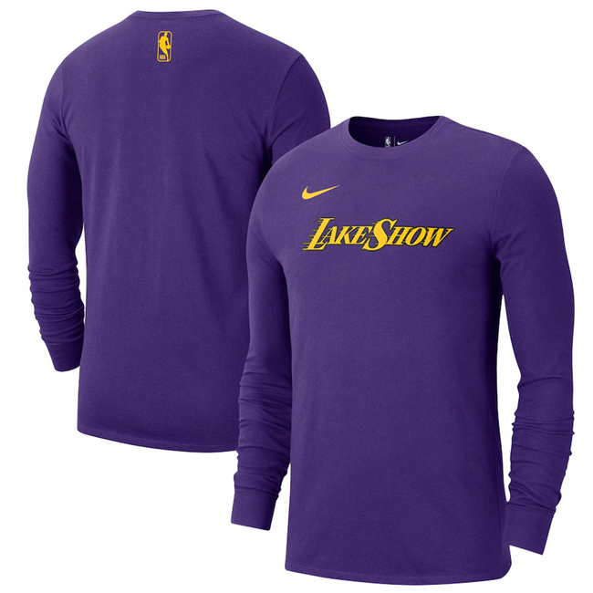 Men's Los Angeles Lakers Purple 2024/25 City Edition Essential Logo Long Sleeve T-Shirt